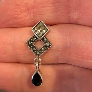 Sterling Silver and Onyx Earrings